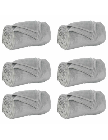 Coperte da Pile 6 pcs Grigio 220 x 240 cm Panno