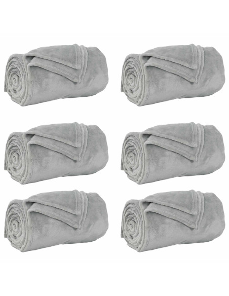 Coperte da Pile 6 pcs Grigio 220 x 240 cm Panno