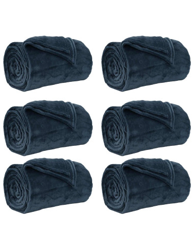 Coperte da Pile 6 pcs Blu navy 130 x 150 cm Panno