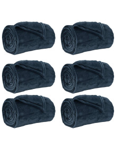 Coperte da Pile 6 pcs Blu navy 220 x 240 cm Panno 2