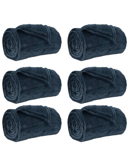 Coperte da Pile 6 pcs Blu navy 240 x 270 cm Panno