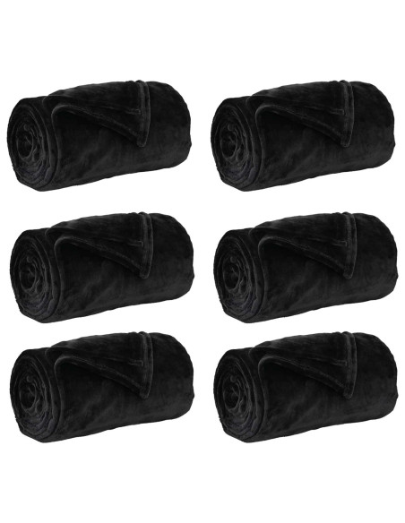 Coperte da Pile 6 pcs Nero 130 x 150 cm Panno