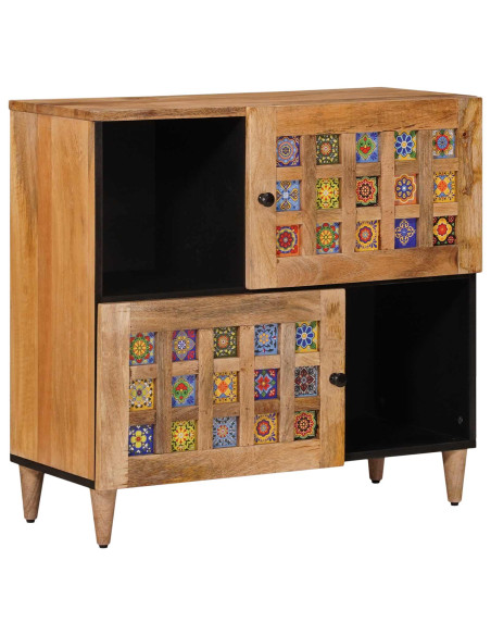 Credenza Naturale 80 x 33,5 x 75 cm Legno di mango massello