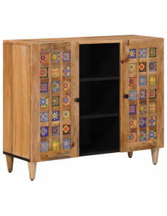 Credenza Naturale 90 x 33,5 x 75 cm Legno di mango massello