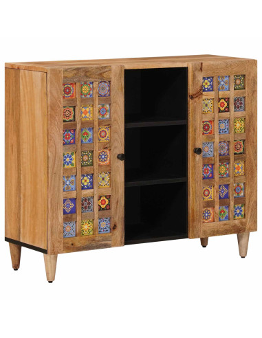 Credenza Naturale 90 x 33,5 x 75 cm Legno di mango massello