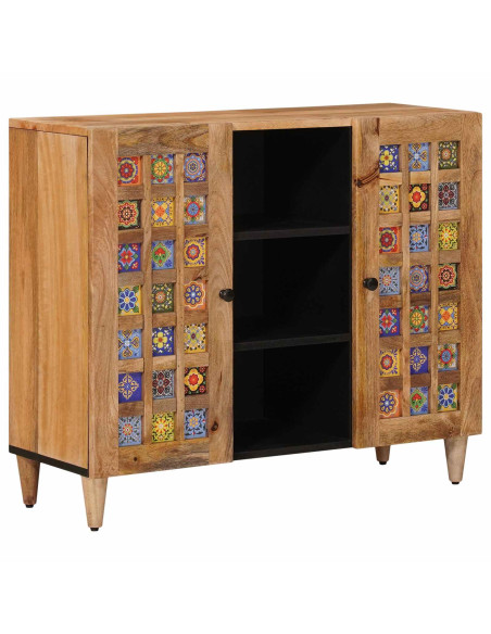 Credenza Naturale 90 x 33,5 x 75 cm Legno di mango massello