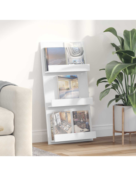 Scaffale per riviste Bianco 51 x 11 x 102 cm Legno multistrato