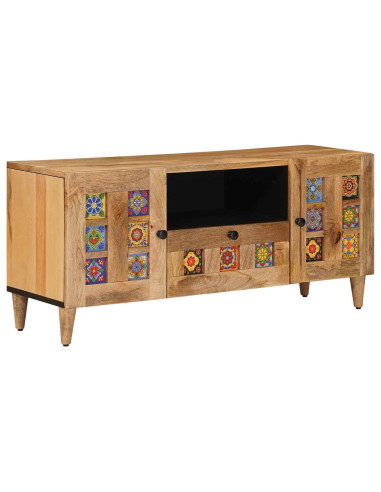 Mobile TV Naturale 105 x 33,5 x 46 cm Legno di mango massello