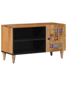 Mobile TV Naturale 80 x 31,5 x 46 cm Legno di mango massello