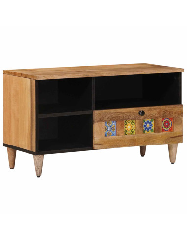 Mobile TV Naturale 80 x 33,5 x 46 cm Legno di mango massello
