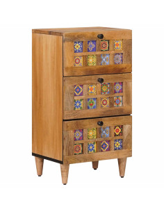 Credenza Naturale 40 x 33,5 x 75 cm Legno di mango massello