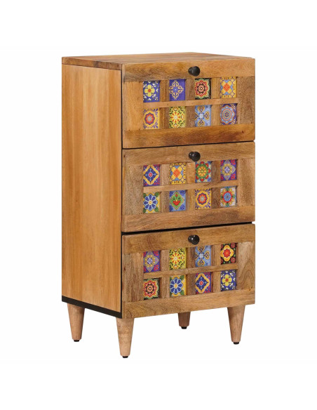 Credenza Naturale 40 x 33,5 x 75 cm Legno di mango massello