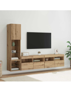 Unità TV da Parete 4 pcs Rovere artigianale Legno multistrato