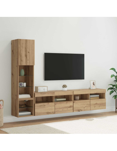 Unità TV da Parete 4 pcs Rovere artigianale Legno multistrato