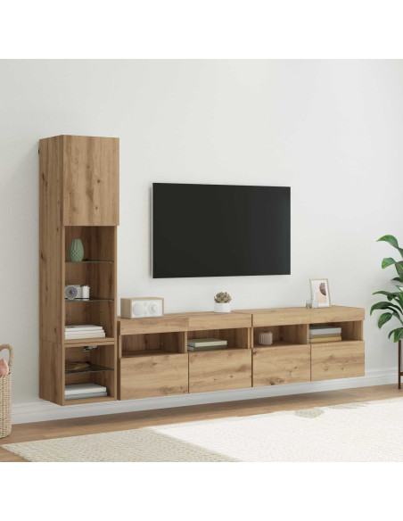 Unità TV da Parete 4 pcs Rovere artigianale Legno multistrato