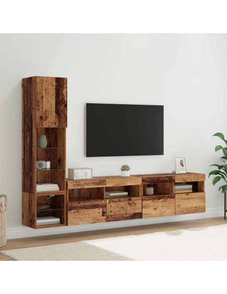 Unità TV da Parete 4 pcs Legno vecchio Legno multistrato