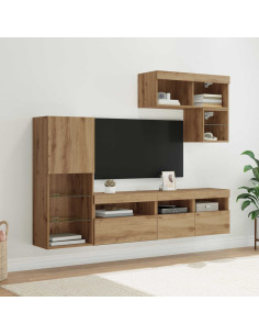 Unità per TV a Muro 6 pcs Rovere artigianale Legno multistrato