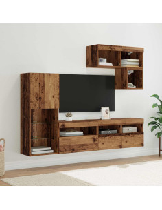 Unità per TV a Muro 6 pcs Legno vecchio Legno multistrato