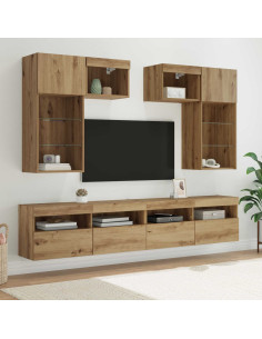 Unità per TV a Muro 6 pcs Legno vecchio Legno multistrato