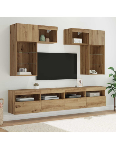 Unità per TV a Muro 6 pcs Legno vecchio Legno multistrato