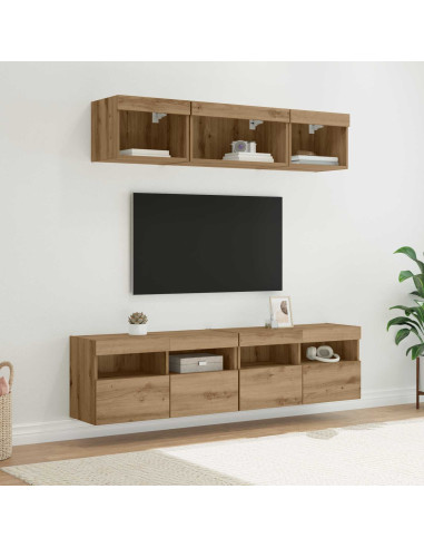 Unità a muro per TV con LED con led 5 pcs Rovere artigianale