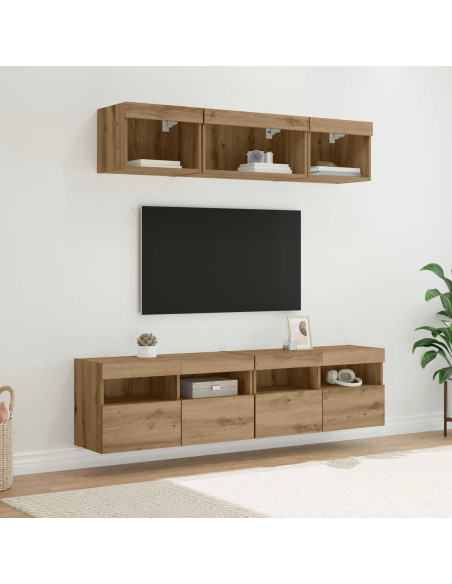 Unità a muro per TV con LED con led 5 pcs Rovere artigianale