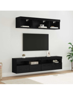 Unità a muro per TV con LED 5 pcs Rovere Nero 80 x 30 x 40 cm