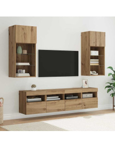 Unità a muro per TV con LED 5 pcs Rovere artigianale