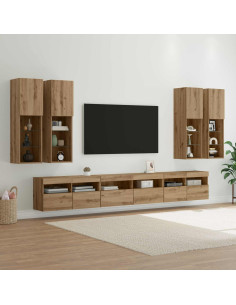 Set di Mobiletto da TV a Parete 7 pcs Rovere artigianale