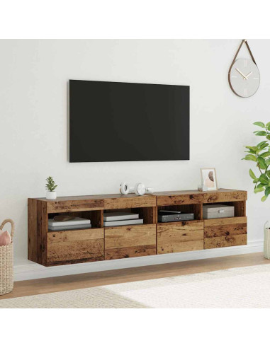 Mobiletti TV da Parete 2 pcs Legno vecchio 80 x 30 x 40 cm