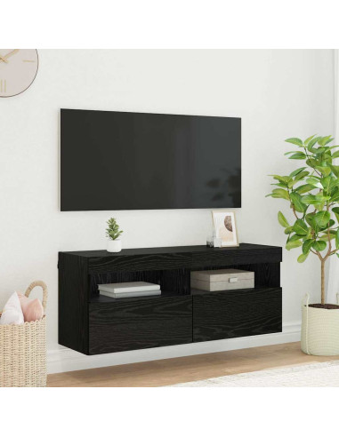 Mobile TV da parete Rovere Nero 100 x 30 x 40 cm