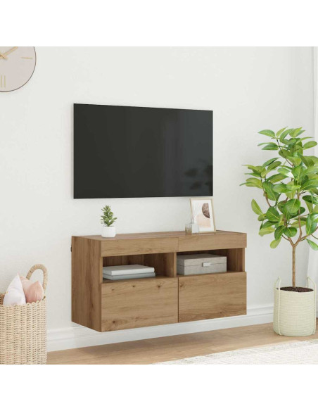 Mobile TV da parete Rovere artigianale 80 x 30 x 40 cm