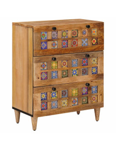 Credenza Naturale 60 x 33 x 75 cm Legno di mango massello