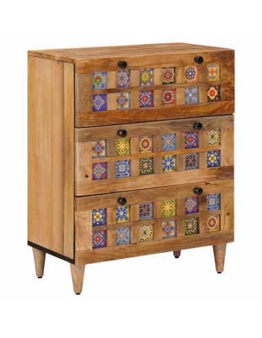 Credenza Naturale 60 x 33 x 75 cm Legno di mango massello