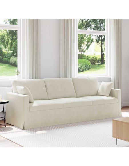 Divano Crema 228 x 78 x 80 cm Velluto