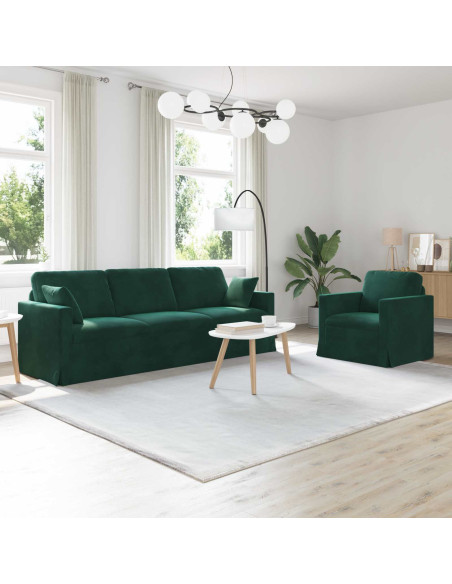 Divano 2 pcs Verde Scuro 228 x 78 x 80 cm Velluto