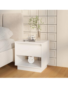 Comodino Bianco Lucido 45x34x44 cm in Truciolato