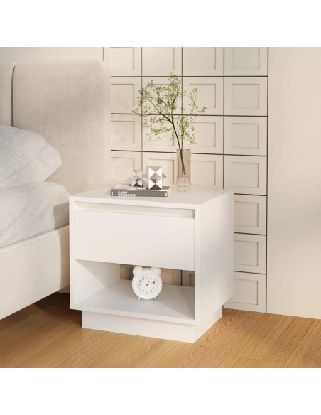 Comodino Bianco Lucido 45x34x44 cm in Truciolato