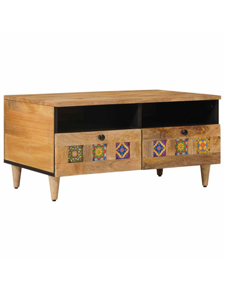 Tavolino da salotto con cassetto Naturale 80 x 54 x 40 cm