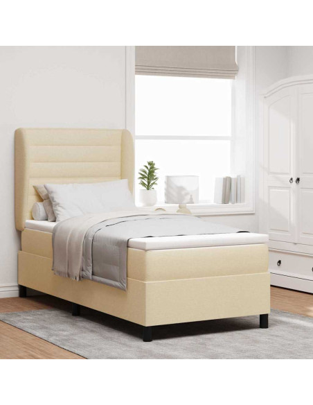 Letto a molle con materasso Crema 100 x 200 cm Tessuto