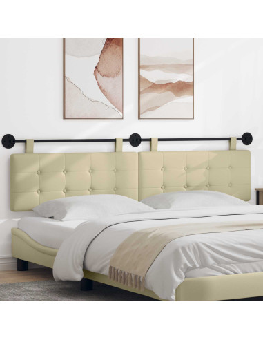 Testata appesa Crema 210 x 55 x 5 cm Pelle Sintetica