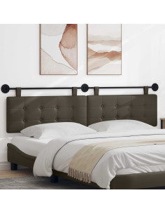 Testata appesa Grigio 210 x 55 x 5 cm Pelle Sintetica