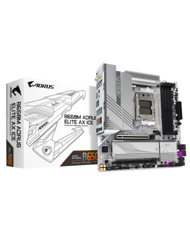 GIGABYTE B650M AORUS ELITE AX ICE Scheda madre - AMD Ryzen serie 9000, VRM a 12+2+2 fasi, fino a 8000 MHz DDR5 (OC), 1xPCIe 5.0 