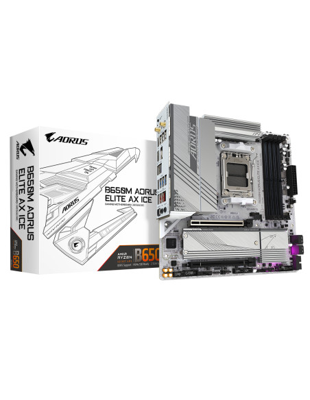 GIGABYTE B650M AORUS ELITE AX ICE Scheda madre - AMD Ryzen serie 9000, VRM a 12+2+2 fasi, fino a 8000 MHz DDR5 (OC), 1xPCIe 5.0 