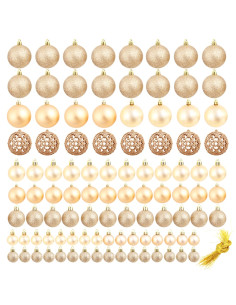 Set Palline di Natale 100 pz 3/4/6 cm Rosa/Oro 2