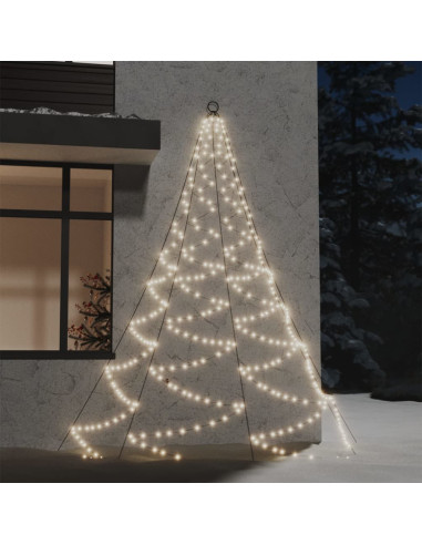 Albero da Parete con Gancio Metallico 260 LED Bianco Caldo 3 m