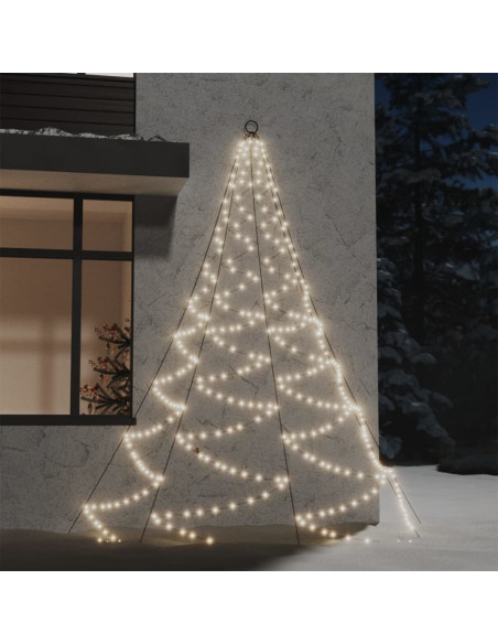 Albero da Parete con Gancio Metallico 260 LED Bianco Caldo 3 m