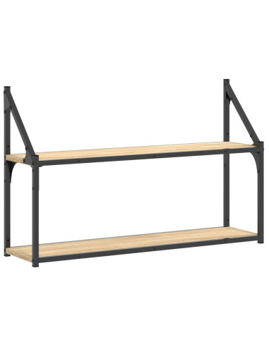 Scaffale Parete 2 Ripiani Rovere Sonoma 80x21x51 cm Multistrato