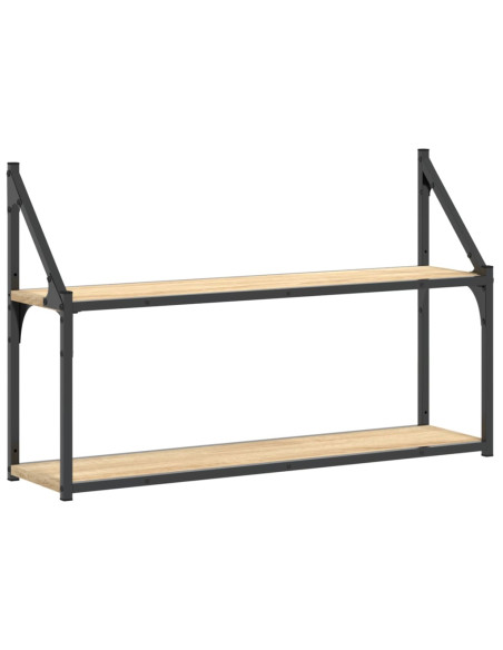 Scaffale Parete 2 Ripiani Rovere Sonoma 80x21x51 cm Multistrato