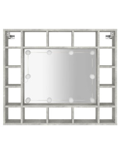 Mobile a Specchio con LED Grigio Cemento 91x15x76,5 cm
